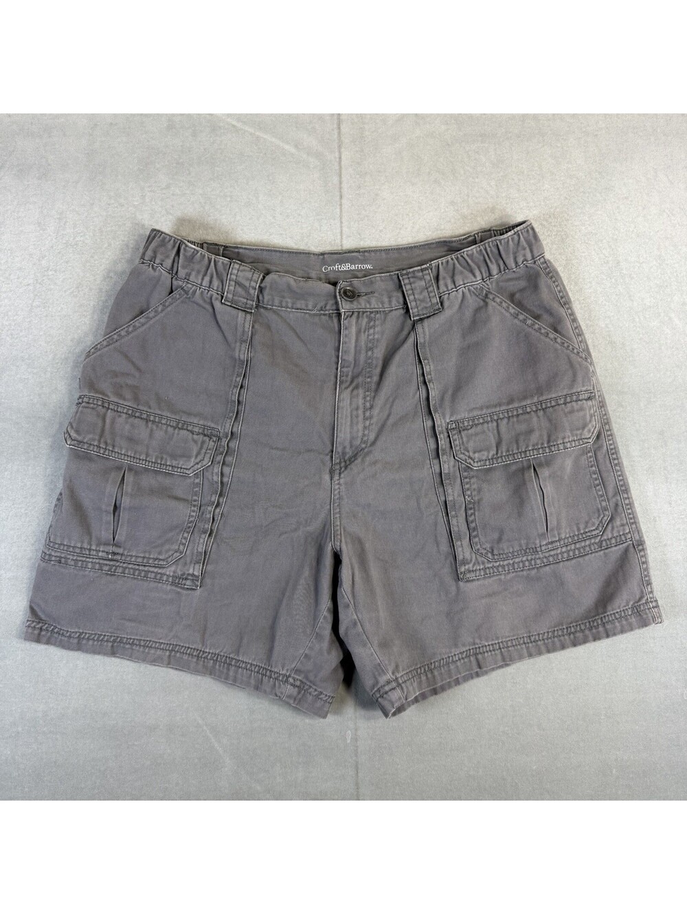 Croft & Barrow Cargo Shorts Mens 36 Gray Elastic Waist 6" Inseam